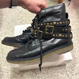 See by Chloe Leather Studded Chelsea Combat Ankle Boots